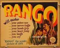 d560 RANGO #3 vintage movie lobby card '31 Ernest Schoedsack, great taglines!