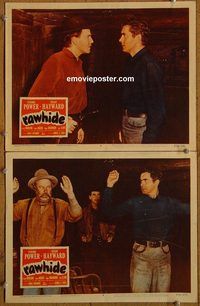 e203 RAWHIDE 2 vintage movie lobby cards R56 Tyrone Power western!