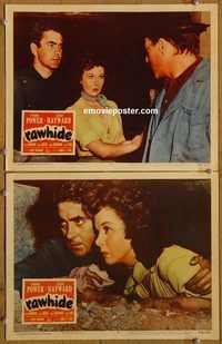e202 RAWHIDE 2 vintage movie lobby cards R56 Susan Hayward, Tyrone Power