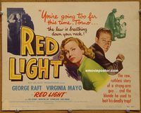 d952 RED LIGHT vintage movie title lobby card '49 George Raft, Viriginia Mayo