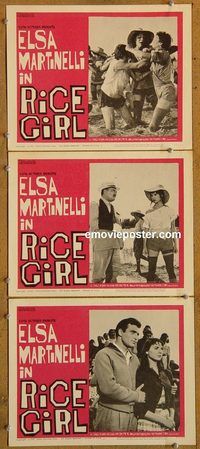 e358 RICE GIRL 3 vintage movie lobby cards '63 Elsa Martinelli, Folco Lulli