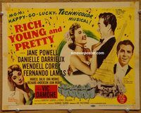 d956 RICH, YOUNG & PRETTY vintage movie title lobby card '51 Jane Powell, Darrieux