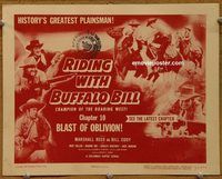 d958 RIDING WITH BUFFALO BILL Chap 10 vintage movie title lobby card '54 serial!