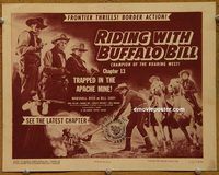 d961 RIDING WITH BUFFALO BILL Chap 13 vintage movie title lobby card '54 serial!