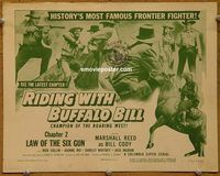 d964 RIDING WITH BUFFALO BILL Chap 2 vintage movie title lobby card '54 serial!