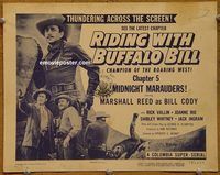 d967 RIDING WITH BUFFALO BILL Chap 5 vintage movie title lobby card '54 serial!