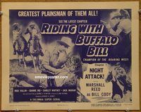d969 RIDING WITH BUFFALO BILL Chap 7 vintage movie title lobby card '54 serial!