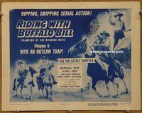d971 RIDING WITH BUFFALO BILL Chap 9 vintage movie title lobby card '54 serial!