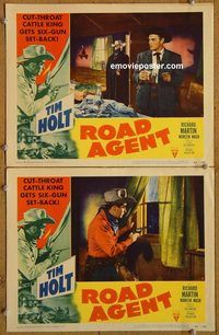 e205 ROAD AGENT 2 vintage movie lobby cards '52 Tim Holt, Richard Martin