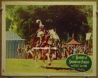 d585 ROGUES OF SHERWOOD FOREST vintage movie lobby card '50 Robin Hood, joust