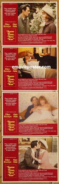 e491 SAME TIME NEXT YEAR 4 vintage movie lobby cards '78 Burstyn, Alda