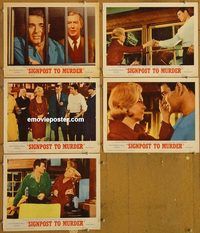 e598 SIGNPOST TO MURDER 5 vintage movie lobby cards '65 all killers?