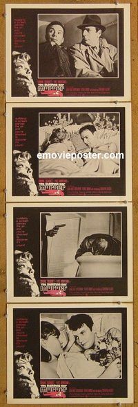 e496 SLEEPING CAR MURDER 4 vintage movie lobby cards '65 Signoret, Montand