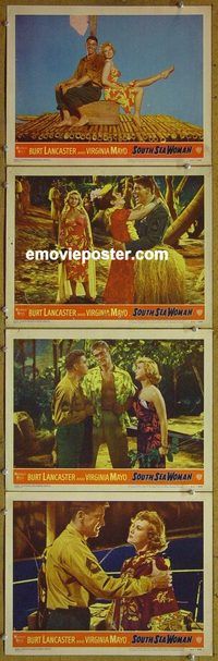 e498 SOUTH SEA WOMAN 4 vintage movie lobby cards '53 Burt Lancaster