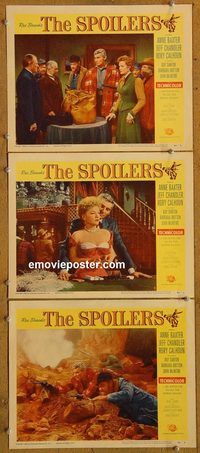 e371 SPOILERS 3 vintage movie lobby cards '56 Anne Baxter, Jeff Chandler