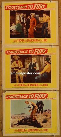 e372 STAGECOACH TO FURY 3 vintage movie lobby cards '56 Forrest Tucker
