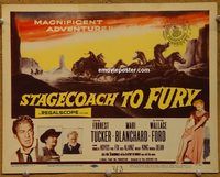 d999 STAGECOACH TO FURY vintage movie title lobby card '56 Forrest Tucker