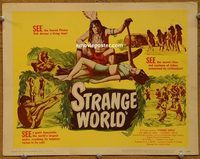 e009 STRANGE WORLD vintage movie title lobby card '52 Franz Eichhorn, Brazil!