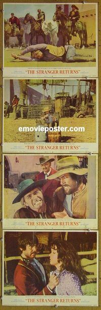 e501 STRANGER RETURNS 4 vintage movie lobby cards '68 Tony Anthony