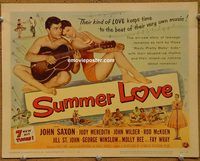 e012 SUMMER LOVE vintage movie title lobby card '58 very young John Saxon!