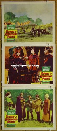 e382 SWORD OF SHERWOOD FOREST 3 vintage movie lobby cards '60 Robin Hood!