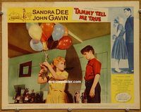 d676 TAMMY TELL ME TRUE vintage movie lobby card #4 '61 Sandra Dee, balloons