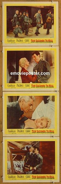 e506 TEN SECONDS TO HELL 4 vintage movie lobby cards '59 Jack Palance