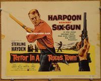 e020 TERROR IN A TEXAS TOWN vintage movie title lobby card '58 Sterling Hayden