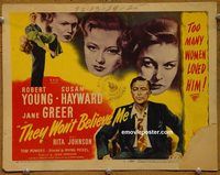 e023 THEY WON'T BELIEVE ME vintage movie title lobby card '47 Hayward, Greer