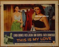 d689 THIS IS MY LOVE vintage movie lobby card #7 '54 Linda Darnell