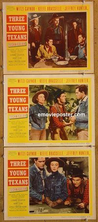 e386 THREE YOUNG TEXANS 3 vintage movie lobby cards '54 Gaynor, Brasselle