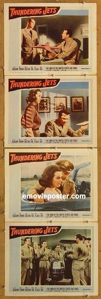 e509 THUNDERING JETS 4 vintage movie lobby cards '58 U.S. Air Force