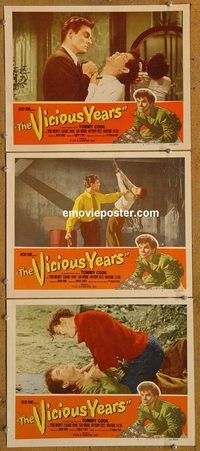 e389 VICIOUS YEARS 3 vintage movie lobby cards '50 Tommy Cook, Sybil Merritt