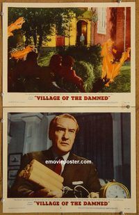 e250 VILLAGE OF THE DAMNED 2 vintage movie lobby cards '60 George Sanders