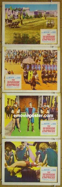 e519 WARRIOR EMPRESS 4 vintage movie lobby cards '60 Tina Louise, Mathews