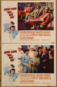 e254 WAY WAY OUT 2 vintage movie lobby cards '66 Jerry Lewis, Connie Stevens