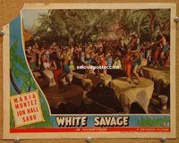 d755 WHITE SAVAGE vintage movie lobby card '43 dancing on giant drums!