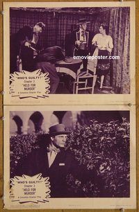 e256 WHO'S GUILTY 2 Chap 3 vintage movie lobby cards '45 mystery serial!