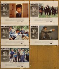 e613 WITNESS 5 English vintage movie lobby cards '85 Harrison Ford, McGillis