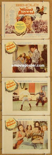 e525 WIZARD OF BAGHDAD 4 vintage movie lobby cards '60 sexy Arabian harem!