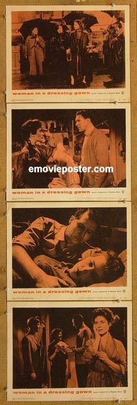 e526 WOMAN IN A DRESSING GOWN 4 vintage movie lobby cards '57 illicit love!