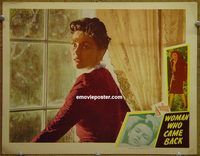 d769 WOMAN WHO CAME BACK vintage movie lobby card '45 Nancy Kelly close-up!