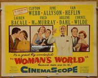 e064 WOMAN'S WORLD vintage movie title lobby card '54 Allyson, Webb, Heflin, Bacall