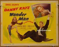e065 WONDER MAN vintage movie title lobby card '45 Danny Kaye, Virginia Mayo