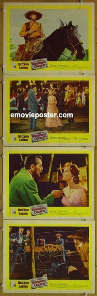 e527 WONDERFUL COUNTRY 4 vintage movie lobby cards '59 Robert Mitchum