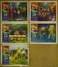 e614 WORLD WITHOUT END 5 vintage movie lobby cards '56 Marlowe, sci-fi!