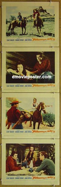 e529 YELLOWSTONE KELLY 4 vintage movie lobby cards '59 Walker, Byrnes