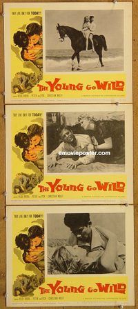 e394 YOUNG GO WILD 3 vintage movie lobby cards '62 bad girls, teen sex!