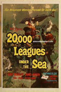 g021 20,000 LEAGUES UNDER THE SEA one-sheet movie poster R71 Jules Verne