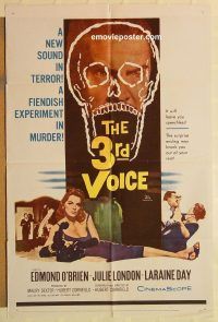 g026 3RD VOICE one-sheet movie poster '60 Julie London, Edmund O'Brien